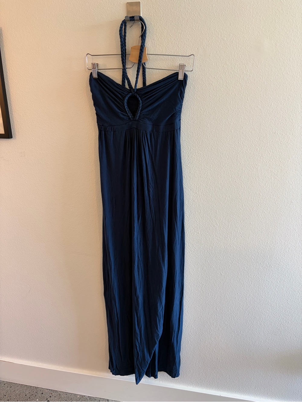 T-Bags Braided Halter Maxi Dress in Navy